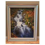 Custom Framed Canvas Autumn Waterfall Landscape Art Print - Contemporary Nature Decor