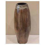 Tall Rustic Carved Wood Floor Vase Ð Natural Stained Finish