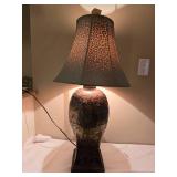 Embossed Bronze Tone Table Lamp with Textured Shade