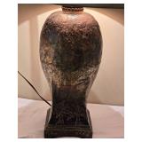 Embossed Bronze Tone Table Lamp with Textured Shade