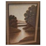 Framed Neutral Sepia Landscape Wall Art Ð Transitional Decor