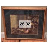 Framed Wildlife Art Print Ð Black Bears with Forest Rock Ledge