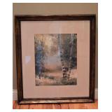 Framed Birch Grove Landscape Art Print Ð Neutral Woodland Scene