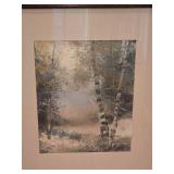 Framed Birch Grove Landscape Art Print Ð Neutral Woodland Scene