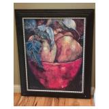 Large Framed Contemporary Fruit Still Life Art Ð Red Bowl Composition