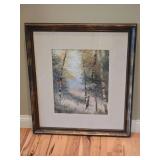 Tall Framed Birch Tree Landscape Art Print Ð Neutral Woodland Scene