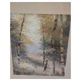 Tall Framed Birch Tree Landscape Art Print Ð Neutral Woodland Scene