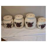 East Texas Pottery Pinecone Ceramic Canisters Ð Set of (4) with Lids