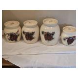 East Texas Pottery Pinecone Ceramic Canisters Ð Set of (4) with Lids