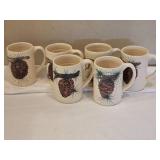East Texas Pottery Pinecone Coffee Mug Set Ð (6) Piece Lot