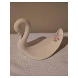 Montgomery Ward Ceramic Swan Floral Dcor Figurine