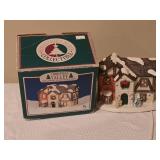 Christmas Valley Hollyshire Place Lighted Village House w/ Box (Brown Stone Cottage)