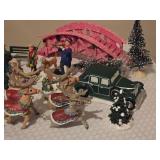 Large Mixed Christmas Village People, Trees, Reindeer & Figurines Lot
