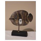 Metal Fish Sculpture on Black Base