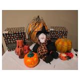Large Mixed Halloween Decor Lot Ð Pumpkins / Witch / Figurines
