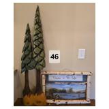 Rustic Cabin / Lakeside Accent Decor Lot Ð Carved Pines & ÒWelcome to the LakeÓ Sign