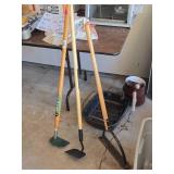 (2) Garden Hoes and (1) Lawn Dethatcher