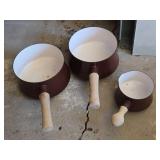Lot of (3) Dansk Cooking Pot with Wood Handle