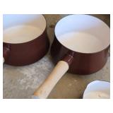 Lot of (3) Dansk Cooking Pot with Wood Handle