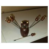 Owl theme Wood Cocktail Fork Fondue Set