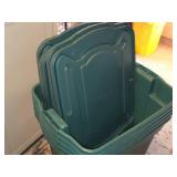 Lot of (5) Plastic Storage Bins with Lids 23" x 16" x 18"
