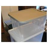 Lot of (4) Plastic Storage Bins with Lids (2) 24"x18"x21", (1) 23"x16"x13", (1) 22"x18"x13"