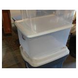 Lot of (4) Plastic Storage Bins with Lids (2) 24"x18"x21", (1) 23"x16"x13", (1) 22"x18"x13"