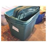 Lot of (3) Rubbermaid Plastic Storage Bins with Lids 23" x 17" x 18"