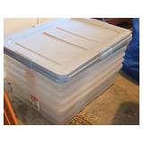 Lot of (5) Rubbermaid Plastic Storage Bins with Lids 23" x 16" x 6"