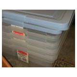 Lot of (5) Rubbermaid Plastic Storage Bins with Lids 23" x 16" x 6"