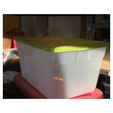 Lot of (4) Plastic Storage Bins with Lids (3) 25"x16"x16", (1) 22"x16"x12"