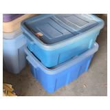 Lot of (2) Rubbermaid Plastic Storage Bins with Lids One is 24"x16"x9", One is 24"x16"x12"