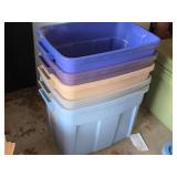 Lot of (5) Plastic Storage Bins (no lids) 24" x 15" x 16"