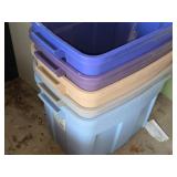 Lot of (5) Plastic Storage Bins (no lids) 24" x 15" x 16"