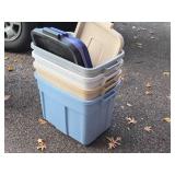 Lot of (4) Plastic Storage Bins with Lids 24" x 15" x 16"