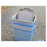 Lot of (5) Plastic Storage Bins with Lids 24" x 15" x 16"