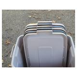Lot of (5) Plastic Storage Bins with Lids 24" x 15" x 16"