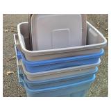 Lot of (5) Plastic Storage Bins with Lids 24" x 15" x 16"