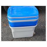 Lot of (4) Plastic Storage Bins with Lids 24" x 17" x 15"