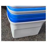 Lot of (4) Plastic Storage Bins with Lids 24" x 17" x 15"