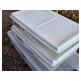 Lot of (3) Plastic Underbed Storage Bins with Lids (2) 26"x17"x7", (1) 35"x18"x7"