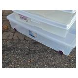 Lot of (3) Plastic Underbed Storage Bins with Lids (2) 26"x17"x7", (1) 35"x18"x7"