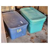 Lot of (3) Plastic Storage Bins with Lids (2) 32"x19"x15", (1) 34"x42"x15"