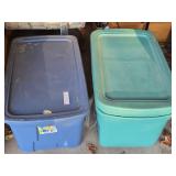 Lot of (3) Plastic Storage Bins with Lids (2) 32"x19"x15", (1) 34"x42"x15"