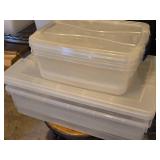 Lot of (4) Plastic Storage Bins with Lids (2) 24"x16"x6", (2) 16"x13"x5"