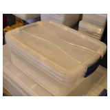 Lot of (4) Plastic Storage Bins with Lids (2) 24"x16"x6", (2) 16"x13"x5"