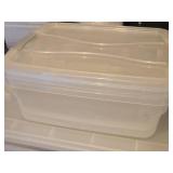 Lot of (4) Plastic Storage Bins with Lids (2) 24"x16"x6", (2) 16"x13"x5"