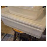 Lot of (4) Plastic Storage Bins with Lids (2) 24"x16"x6", (2) 16"x13"x5"