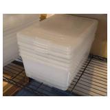 Lot of (4) Plastic Storage Bins with Lids 16" x 11" x 6"