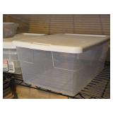 Lot of (5) Plastic Storage Bins with Lids (1) 16"x12"x7", (4) 14"x8"x4"